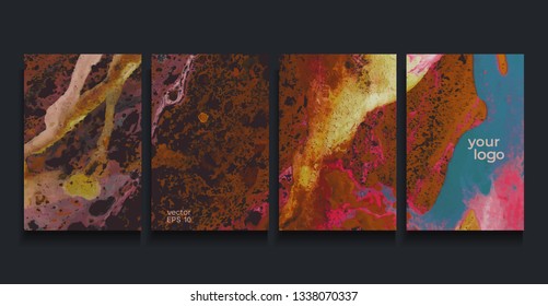 Vector cards. Set of templates brochure. Abstract painted background