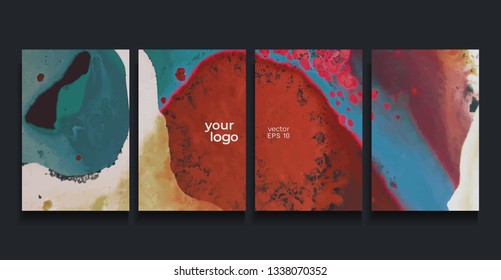 Vector cards. Set of templates brochure. Abstract painted background