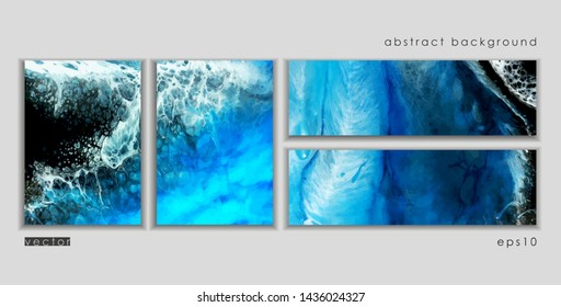 Vector cards. Set of templates brochure, cover and sheets. Abstract painted background. Liquid marble texture.