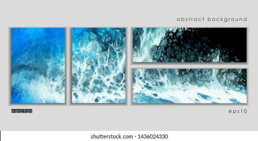 Vector cards. Set of templates brochure, cover and sheets. Abstract painted background. Liquid marble texture.