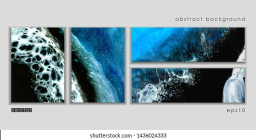 Vector cards. Set of templates brochure, cover and sheets. Abstract painted background. Liquid marble texture.