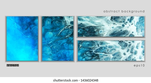 Vector cards. Set of templates brochure, cover and sheets. Abstract painted background. Liquid marble texture.