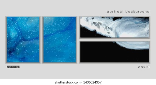 Vector cards. Set of templates brochure, cover and sheets. Abstract painted background. Liquid marble texture.