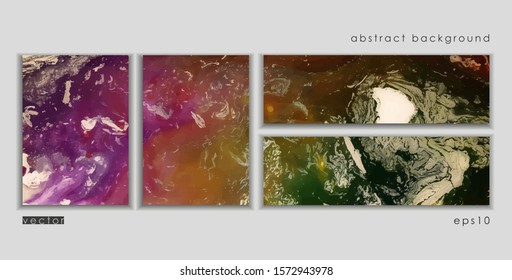 Vector cards. Set of templates brochure, poster, cover and sheets. Abstract painted background. Liquid marble texture
