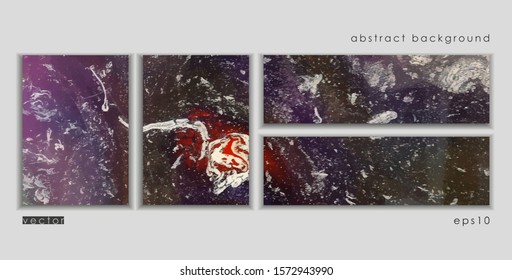 Vector cards. Set of templates brochure, poster, cover and sheets. Abstract painted background. Liquid marble texture