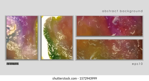 Vector cards. Set of templates brochure, poster, cover and sheets. Abstract painted background. Liquid marble texture