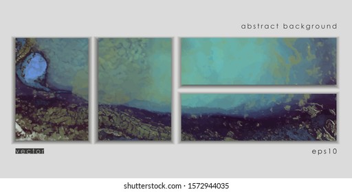 Vector cards. Set of templates brochure, poster, cover and sheets. Abstract painted background. Liquid marble texture