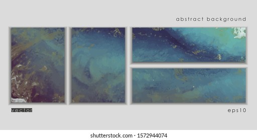 Vector cards. Set of templates brochure, poster, cover and sheets. Abstract painted background. Liquid marble texture