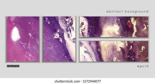 Vector cards. Set of templates brochure, poster, cover and sheets. Abstract painted background. Liquid marble texture