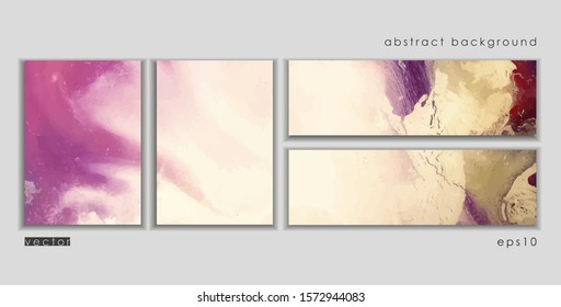 Vector cards. Set of templates brochure, poster, cover and sheets. Abstract painted background. Liquid marble texture