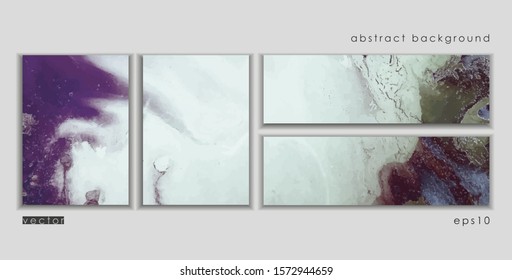 Vector cards. Set of templates brochure, poster, cover and sheets. Abstract painted background. Liquid marble texture