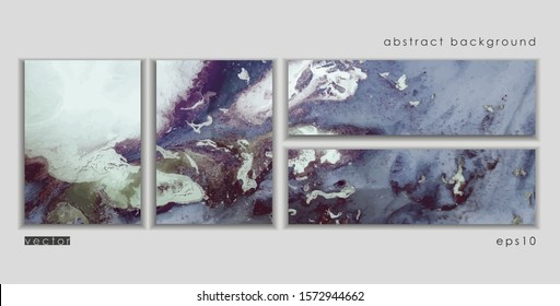 Vector cards. Set of templates brochure, poster, cover and sheets. Abstract painted background. Liquid marble texture