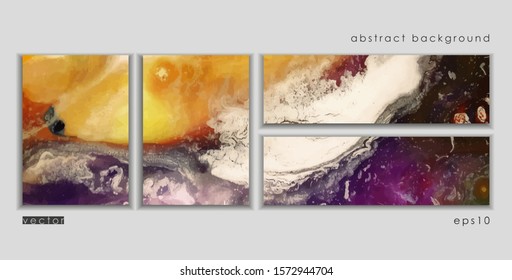 Vector cards. Set of templates brochure, poster, cover and sheets. Abstract painted background. Liquid marble texture
