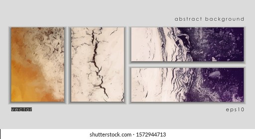 Vector cards. Set of templates brochure, poster, cover and sheets. Abstract painted background. Liquid marble texture