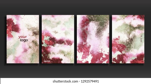 Vector cards. Set of templates cover. Abstract painted background. Fluid colors backgrounds. 