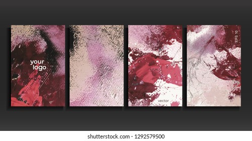 Vector cards. Set of templates cover. Abstract painted background. Fluid colors backgrounds. 