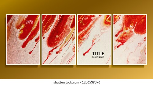 Vector cards. Set of templates sheets. Abstract painted background. Liquid marble texture. Fluid colors backgrounds. 