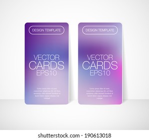 Vector cards with smooth blurry purple bokeh background