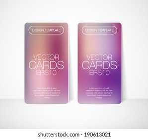 Vector cards with smooth blurry purple bokeh background