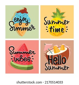 Tarjetas vectoriales juegos de arte de afiches de verano