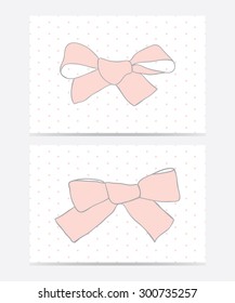 Vector cards template with a beautiful bows. Perfect for invitation and wedding card.