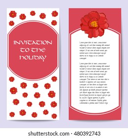 Vector cards template. Hand drawing tulip and narcissus. Front and back side.  You can place your text on center. Set of template for poster, banner, magazine, presentation, greeting card, invitation