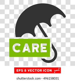 Vector Care Umbrella EPS vector icon. Illustration style is flat iconic bicolor eco green and gray symbol on a transparent background.