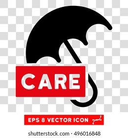 Vector Care Umbrella EPS vector pictogram. Illustration style is flat iconic bicolor intensive red and black symbol on a transparent background.
