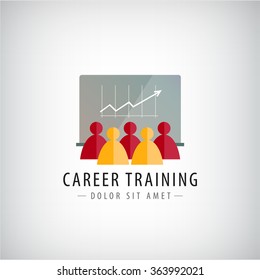 Vector Career Training, Business Meeting, Teamwork Logo, Illustration Isolated