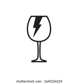 Icono de cristal con cuidado vector. Ilustración plana de vidrio aislado sobre fondo blanco. Símbolo de signo de ilustración vectorial de icono.