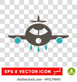 Vector Cargo Aircraft EPS vector pictogram. Illustration style is flat iconic bicolor grey and cyan symbol on a transparent background.