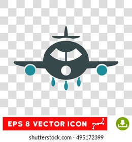 Vector Cargo Aircraft EPS vector pictograph. Illustration style is flat iconic bicolor soft blue symbol on a transparent background.