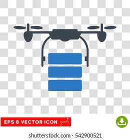 Vector Cargo Drone EPS vector icon. Illustration style is flat iconic bicolor smooth blue symbol on a transparent background.