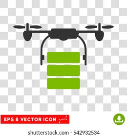 Vector Cargo Drone EPS vector pictogram. Illustration style is flat iconic bicolor eco green and gray symbol on a transparent background.