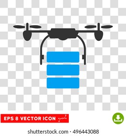 Vector Cargo Drone EPS vector pictograph. Illustration style is flat iconic bicolor blue and gray symbol on a transparent background.