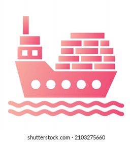 Vector Cargo Ship Glyph Gradient Icon Design
