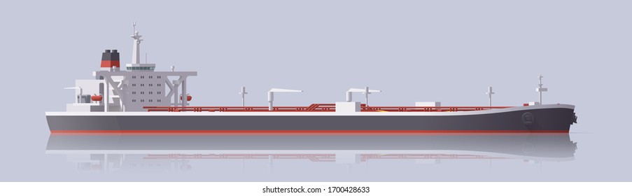 Vector cargo ship. Oil tanker. Isolated illustration. Collection