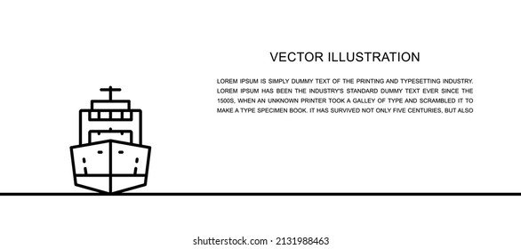 Vector cargo ship, oil transportation, steamer, cruise one line icon. Continuous one line