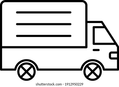 Vector Cargo Truck Outline Icon Design
