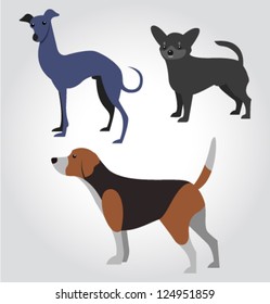 Vector Caricature Dogs Set