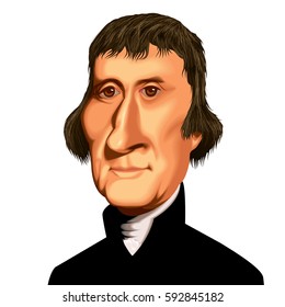 Vector Caricature Illustration American US President Thomas Jefferson Political Portrait