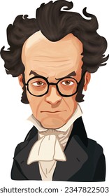 Vector caricature illustration of composer Franz Schubert (1797-1828).