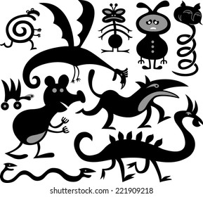Vector caricature - Ten strange critters