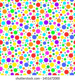 Vector carnaval seamless colorful pattern. Kids festive background with confetti. Happy Birthday, Party decor