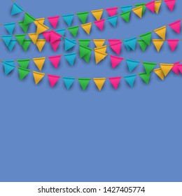 Vector Carnival Background with Colorful Flags Garlands