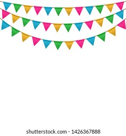 Vector Carnival Background with Hanging Flag Garlands