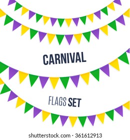 Vector carnival flags set isolated on white background