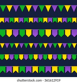 Vector carnival flags set isolated on dark background