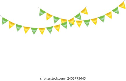 Vector carnival garland with flags decorative colorful party pennants for birthday celebration.