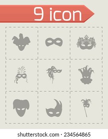 Vector carnival icons set on grey background
